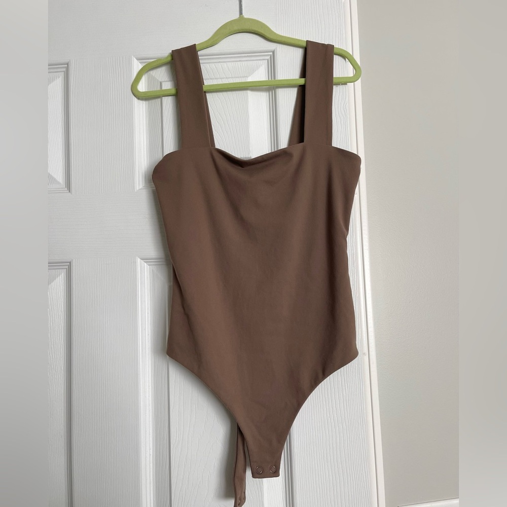 nuuds Brown Square Neck Bodysuit